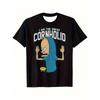 Beavis and Butthead Retro T-Shirt - Plus Size Cornholio Print Loose Fit Short Sleeve Crew Neck Top with Iconic Cartoon Design | Suitable for American