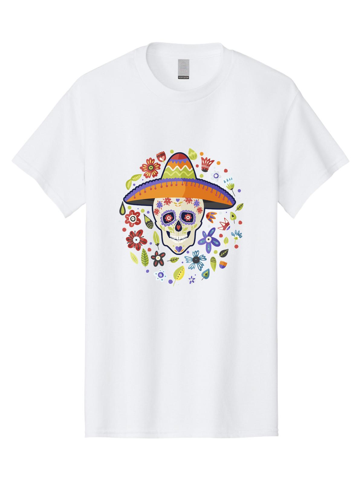 Sugar-Skull Mens Graphic Tee, 100% Cotton, Casual Summer Wear S разноцветный