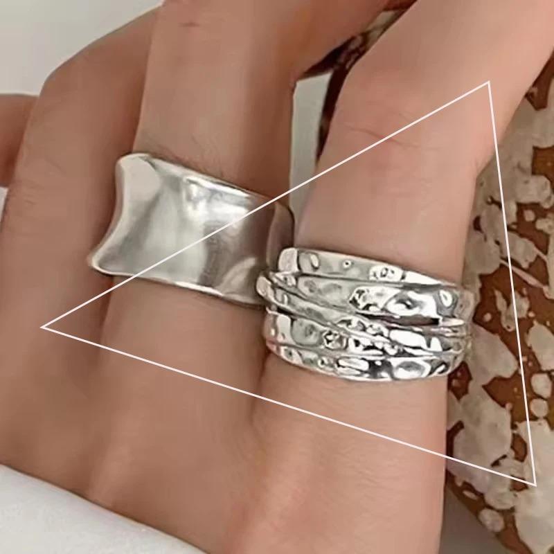 Nepravidelný prsten ze stříbra 925 pro ženy Geometrie Univerzální Minimalismus Doplňky Šperky Dárek