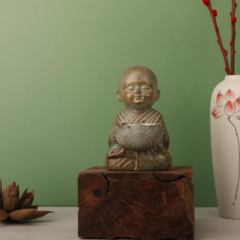 Zen kleine Buddha Statue Kerzenständer dekorative Lampe antik Veranda Schlafzimmer Zuhause kleiner Mönch Meditation Harzhandwerk kreative Zierde