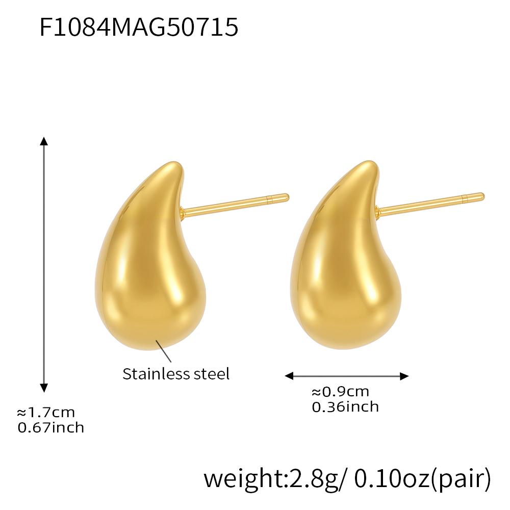 Water Drop Shaped Stud Earrings In Stainless Steel 18k Gold Plated Waterproof Non Tarnish Droplet Earring Ear Studs For Women