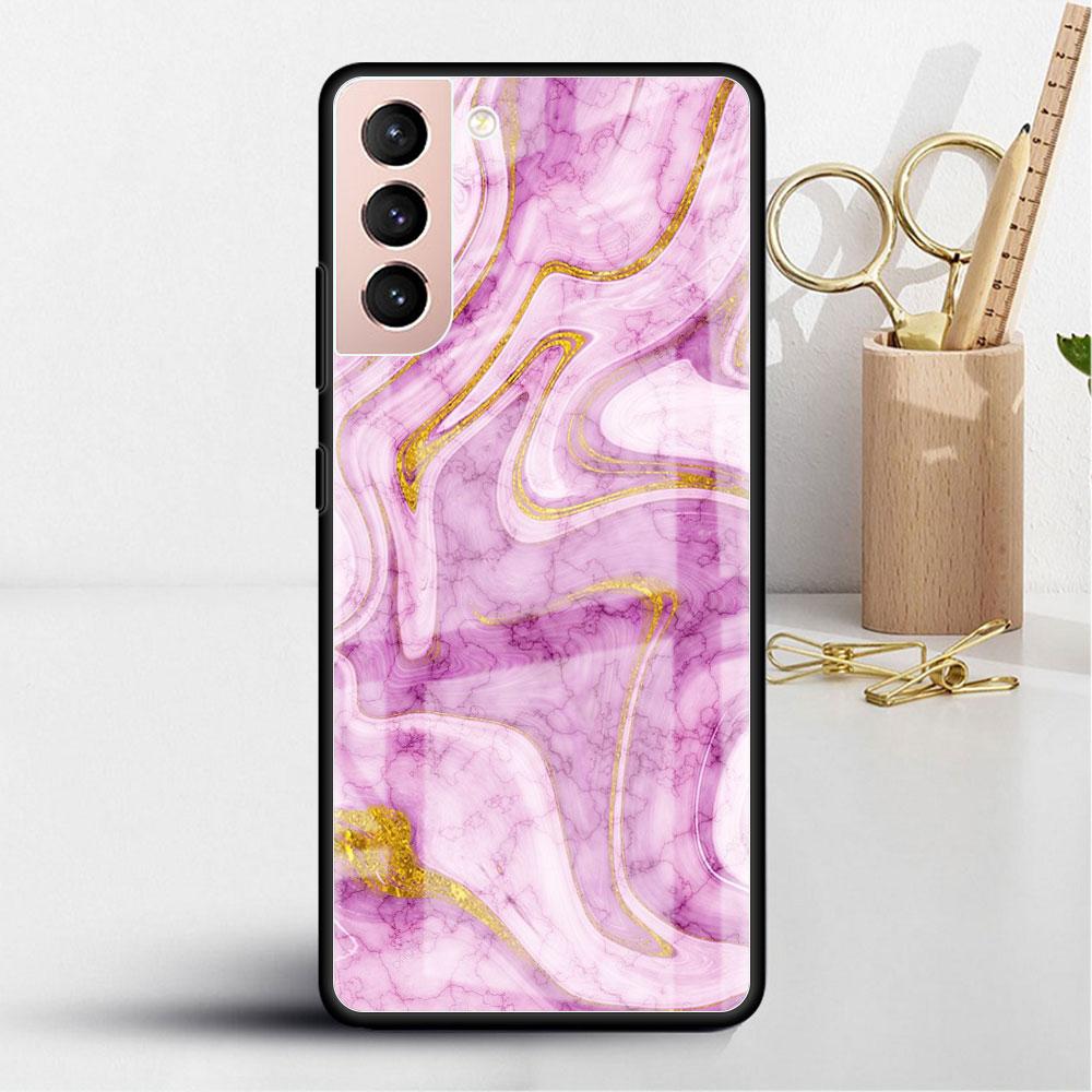 Carcasă din sticlă marmorizată pentru Samsung Galaxy S22 S20 FE S21 Plus, husă de telefon S10 5G S9 Note 20 Ultra 10 Lite