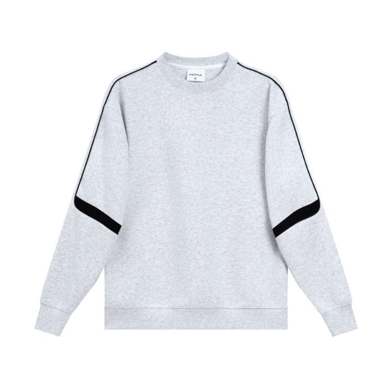 Spring and Autumn Hot Trendy Cotton Spliced Sleeve Round Neck Sweater Men's American Trendy Brand Casual Pullover