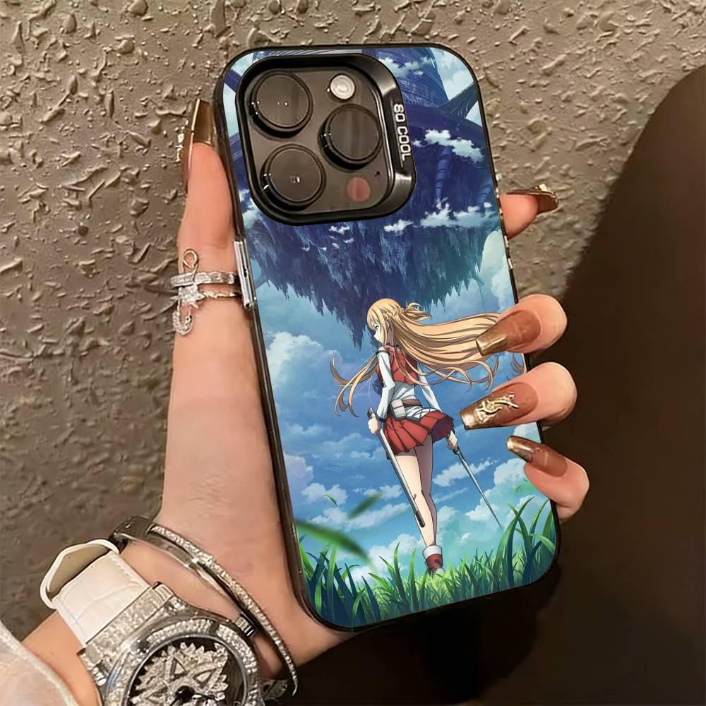 Asuna Yuuki Anime Phone Case For iPhone 17,16,15,14,13,12,11 Plus,Pro Max,XS,Colorful Silver Black Cover