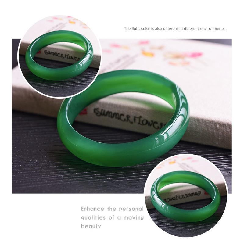 Natural Green Chalcedony Bracelet Fashionable Charm Emerald Bangle Women's Gift