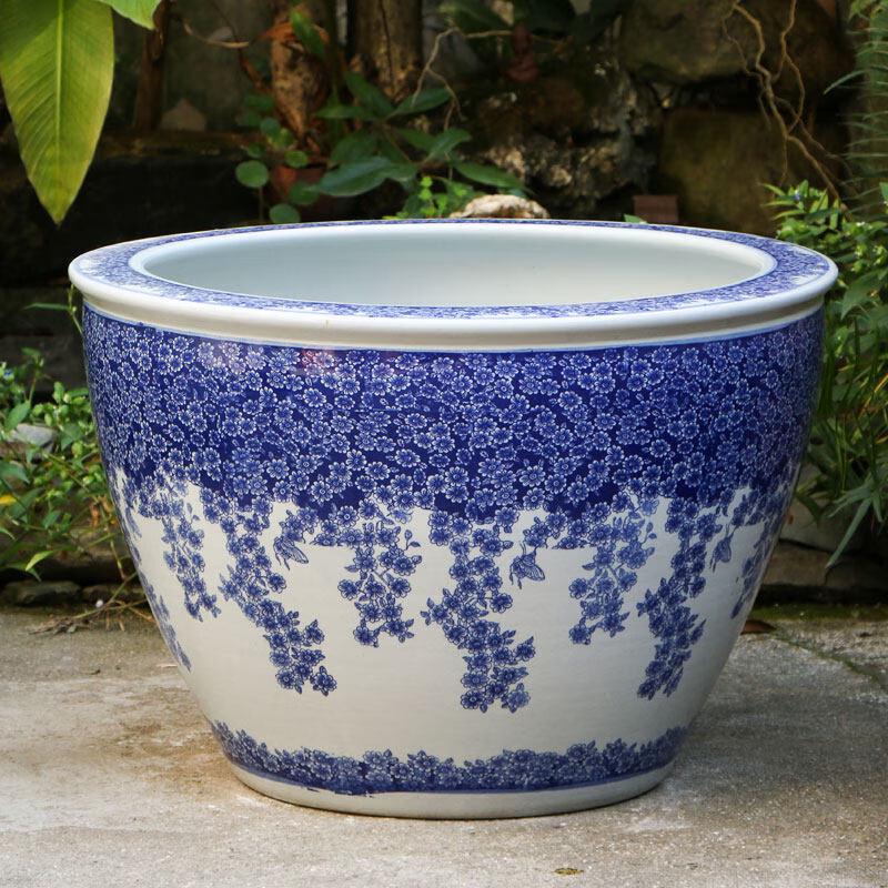 Blue and White Porcelain Garden Planter