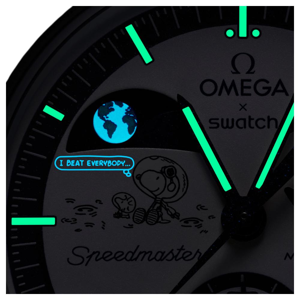 Swatch Omega MOONSWATCH SNOOPY Kollaboration Quarzwerk Herrenuhren Uhr 42mm Weißes Zifferblatt SO33N701L