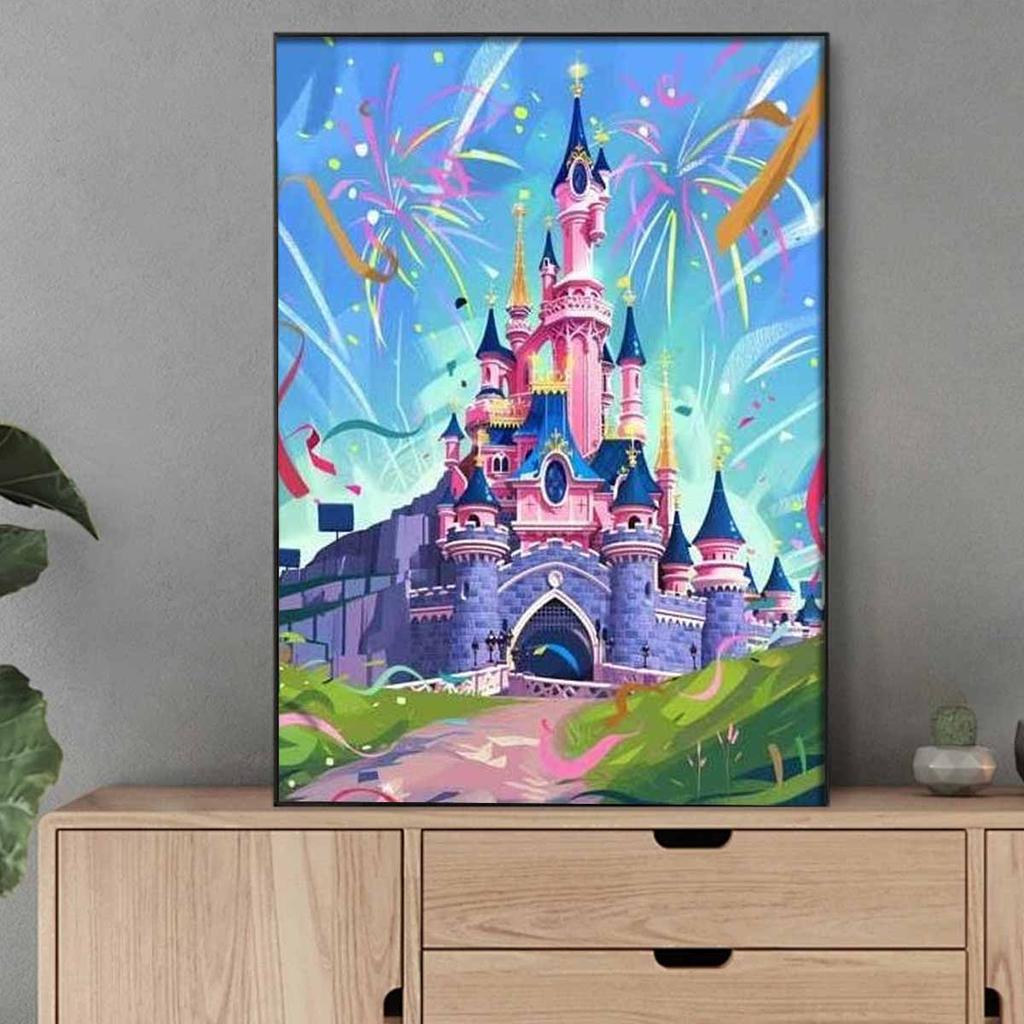 Diamond Mosaic Colorful Diamond Painting Beautiful Castle Full Round Embroidery Cartoon Creative Hobbies Wall Decor
