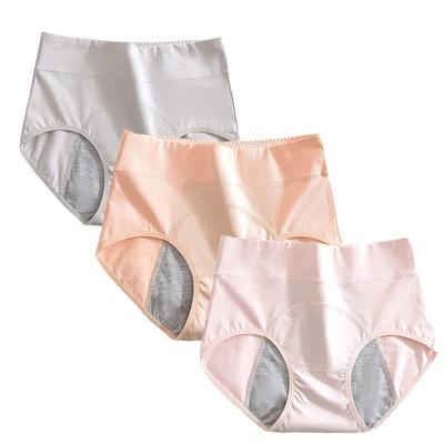 3 Pack High Waist Menstrual Underwear Leak Proof Cotton Briefs