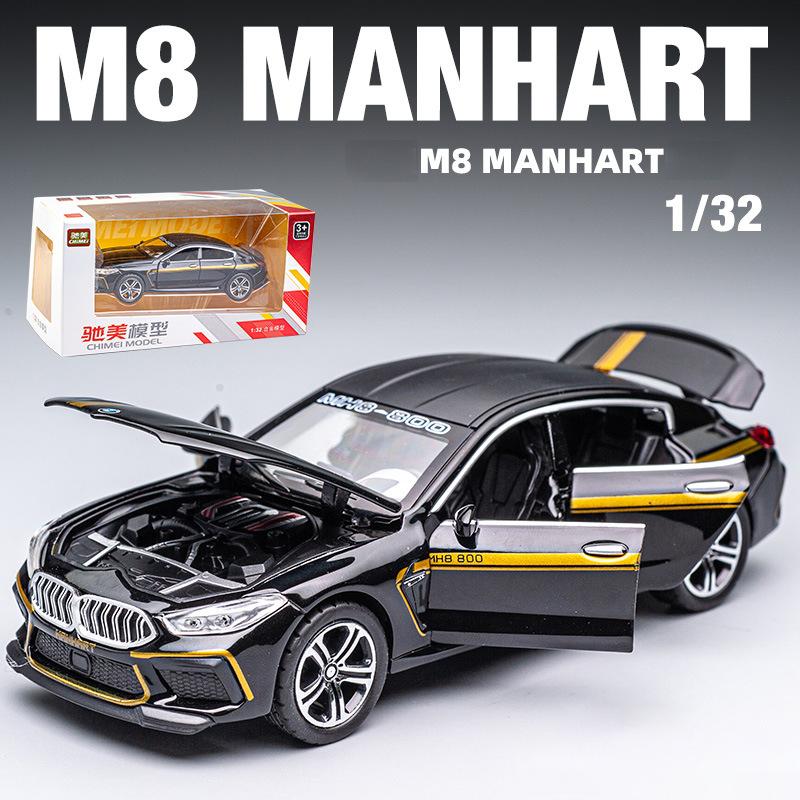 1/32 Scale M8 Manhart Diecast მანქანის მოდელის სათამაშო, უკან დახევის სათამაშო მანქანა ხმითა და შუქით ბავშვებისთვის Toddler Boys Girls Gift Collection