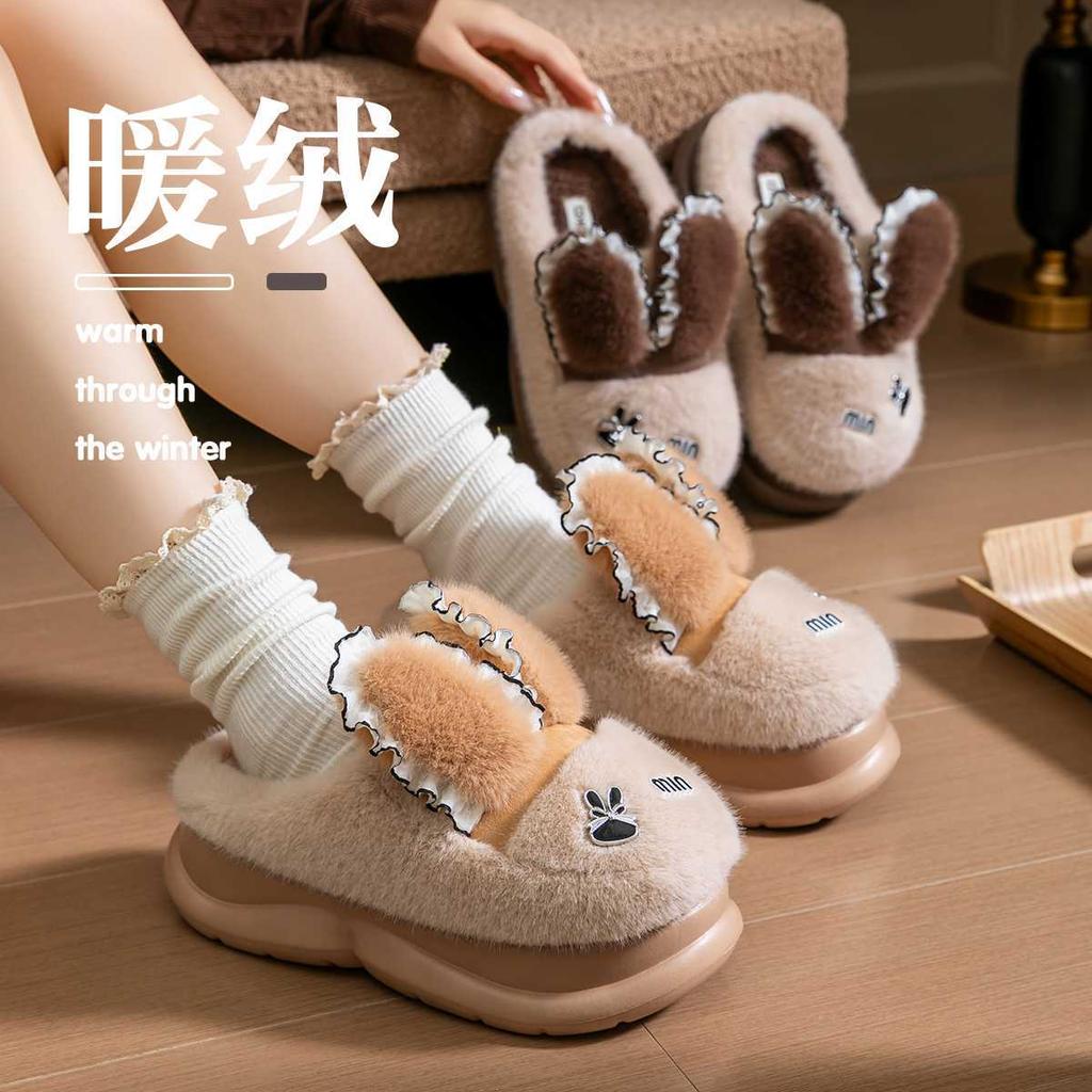 Cotton slippers autumn and winter thickened bottom indoor home cotton shoes velvet warm couple shoes