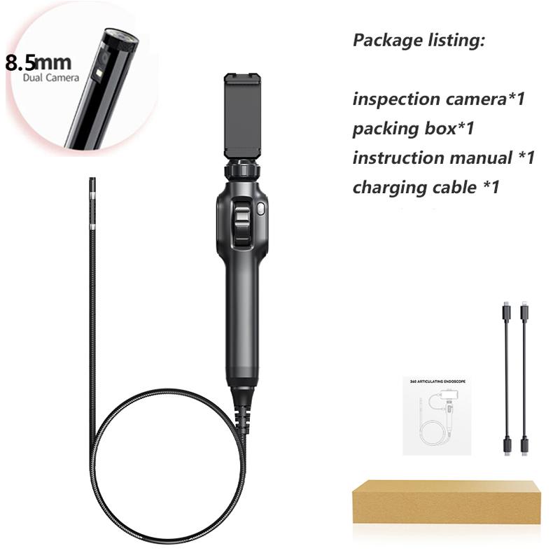 Industrial Endoscope with 8mm Articulating Camera HD1080 Two-Way Articulating Borescope Cars Inspection Camera for IOS Android