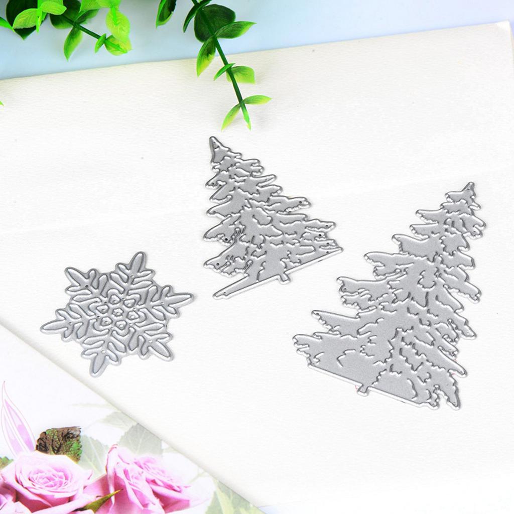 7x Novelty-Christmas Tree Snowflake-Die Cuts Metal Cutting Dies Embossing Stencils for DIY Album Card Scrapbooking-Decor