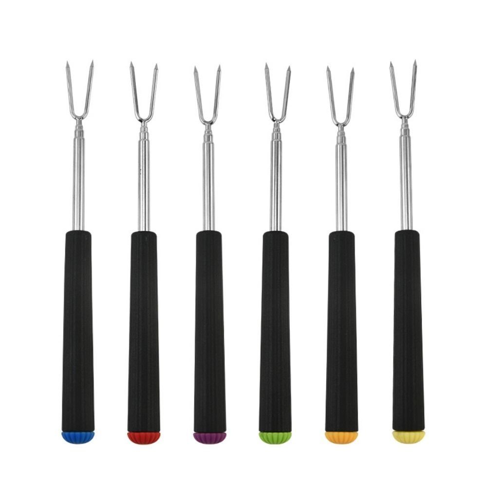 6Pcs V-Shaped Fondue Forks Stainless Steel Grilling Fork Barbecue Fork Set Camping