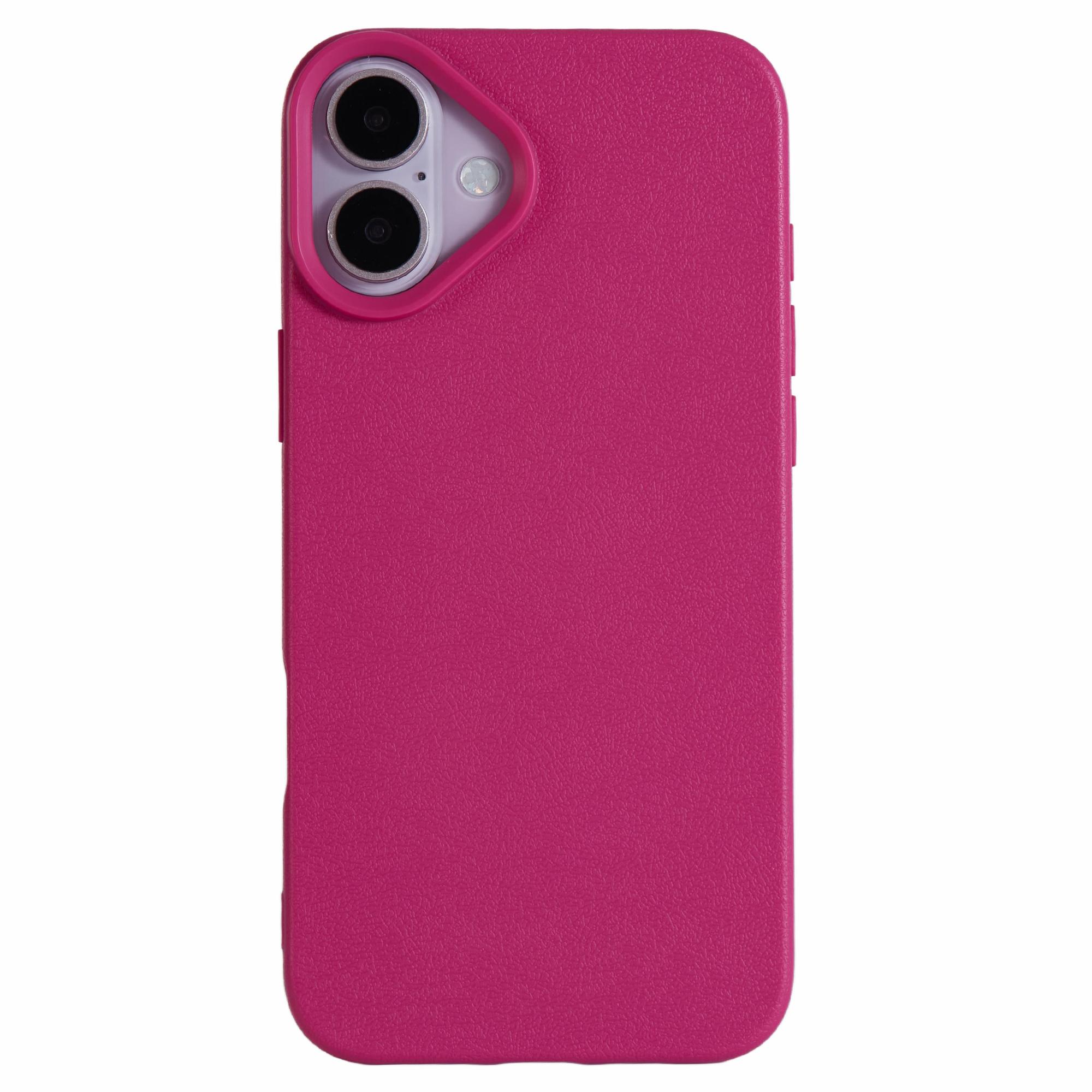 

For iPhone 16 Plus Case Litchi Texture TPU Shockproof Phone Cover Rose