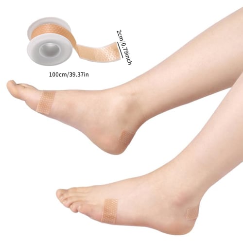Silicone Heel Blister Prevention Tape, Discreet, Skin-Tone, Prevents Shoes from Slipping, Adhesive Tape, Relieves Foot Pain, Abrasion-Resistant, Water