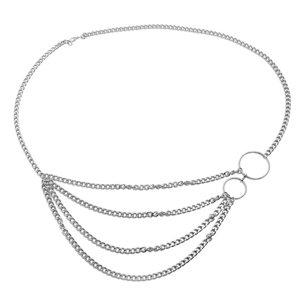 

Sexy Charming Multi-layer Tassels Waist Chain Simple Metal Body Belly Chain Silver #1