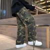 Men Baggy Pants Camouflage Multiple Pockets Elastic Waist Ankle Tied Streetwear Spring Autumn Hip Hop Loose Trouser for Sports