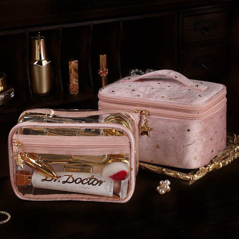 2025 Women's Large Capacity Velvet Cosmetic Bag - Portable, Stylish, Luxurious