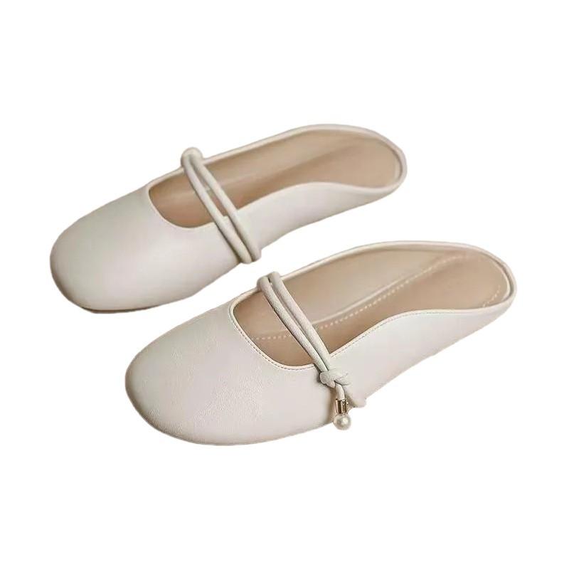 Flat-bottomed Bag Head Half Slippers Women's Shoes Wear New Summer Pregnant Women Lazy Shoes Half Tray Gentle Evening Cool Slippers