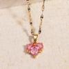 Shiny Gold Color Stainless Steel Y2K Jewelry Love Pink Heart Exquisite Fashion Niche Necklace Wedding Clavicle Chain Gift