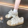 Fashion Women's Vulcanize Shoes Flat Sole Bow Lace-up Forrest Gump Shoes Leisure Spring Autumn New Retro Suede Sweet Zapatillas De Mujer