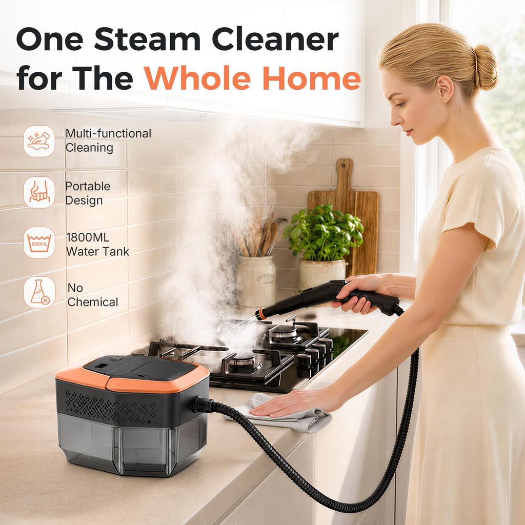 YADIMI 1500W Handheld Steam Cleaner 5 Bar Pressurized with 21 Accessories,15s Fast Heat-Up for Floors, Kitchen, Bathroom, Windows, Grout