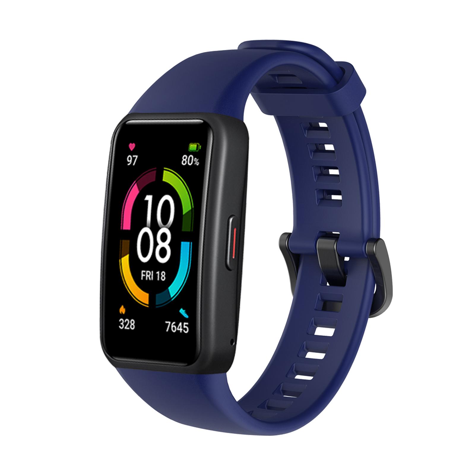 

Sport Silicone Watch band For Huawei Honor Band 6 Smart Watch Wristband Replacement Original Soft Strap For Huawei Band 6 Band For Honor band 6 midnight синього кольору