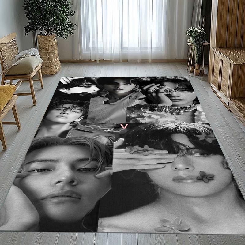 Kim Tae Hyung V Kpop B-BTS Living Room Non-Slip Area Rug Soft Carpet for Bedroom Kids Playroom Sofa,Home Decor Doormat Gift