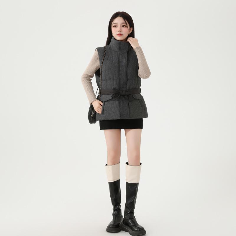 

Новый хлопковый жилет с воротником-стойкой, женский короткий свободный модный дизайнерский универсальный жилет M темно-серого