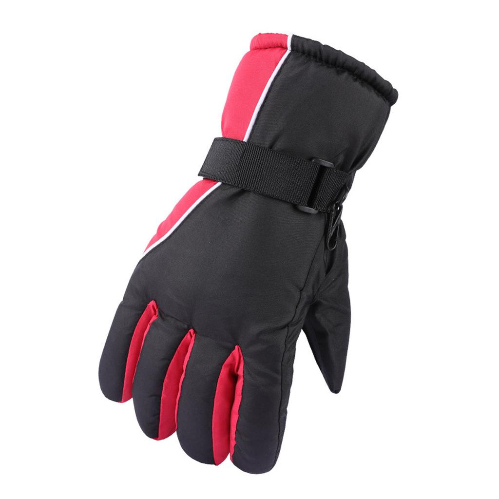 Winter Ski Gloves Windproof Waterproofing Plush Lining Warm Motorcycle Gloves for Skiing Cycling Hiking Climbing Red