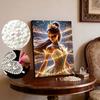 Disney Princess and The Frog Princess Tiana Golden Crown Pearl Painting Starlight Gold Glowing Dress Emerald Necklace Theme Unframed Art Painting