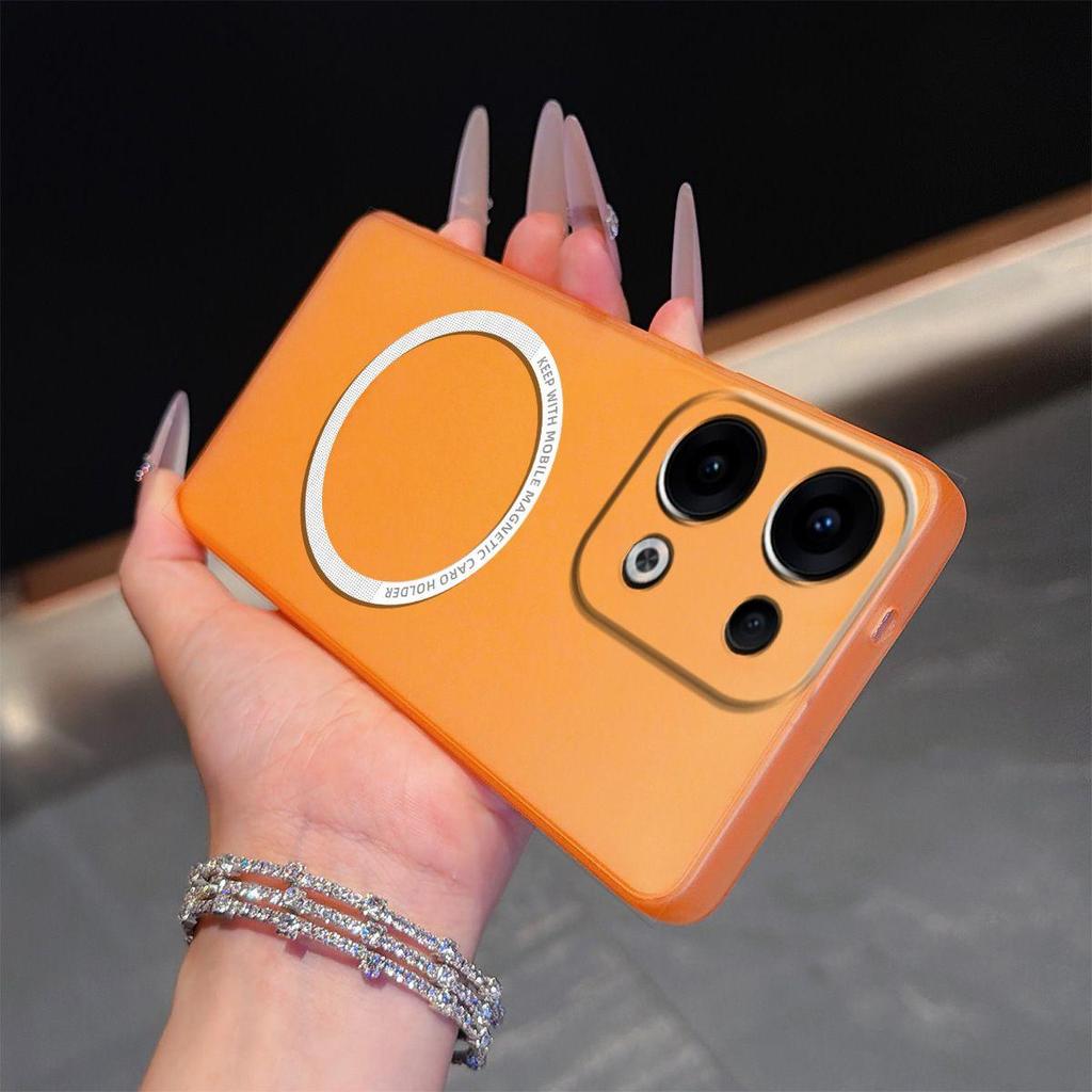 Magnetic Semi‑Transparent Matte Phone Case for OPPO Reno13 5G Soft TPU Shockproof Cover