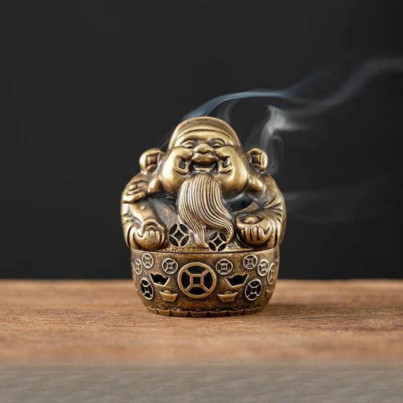 Antiker Kupfer Räucherbrenner Nicht-klebriges Pulver Kleine Glückverheißende Spiralräucherung Zuhause Innenraumduft Lang Anhaltende Aromatherapie