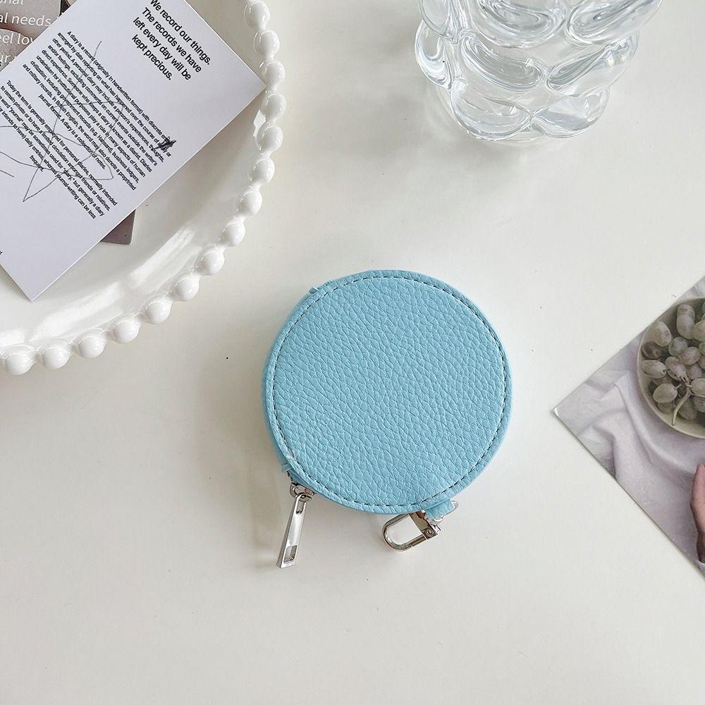 PU Leather PU Leather Coin Purse Zipper Small Storage Bag Kawaii Round Wallet  Outdoor
