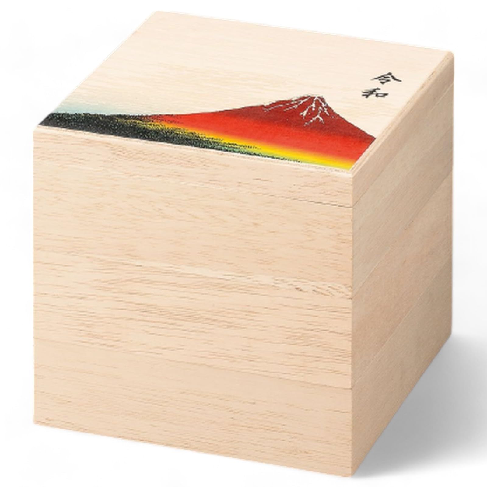 

Lacquerware Wooden Jubako Fuuki White Wood Jubako Inro with Red Fuji Made in Japan J-kitchens 3-Tier Box, 6.5 inches, Design, 21.0cm,