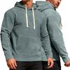 Men's Solid Color Loose Fit Polar Fleece Hooded Sweatshirt, Casual Sports Commute Pullover Hoodie with Pockets for Autumn Winter