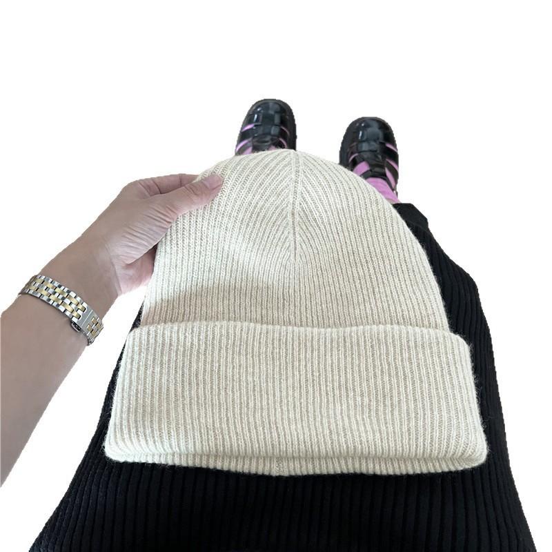 Hat women's autumn and winter wool hat trendy plain cold hat pullover hat solid color versatile knitted hat confinement hat