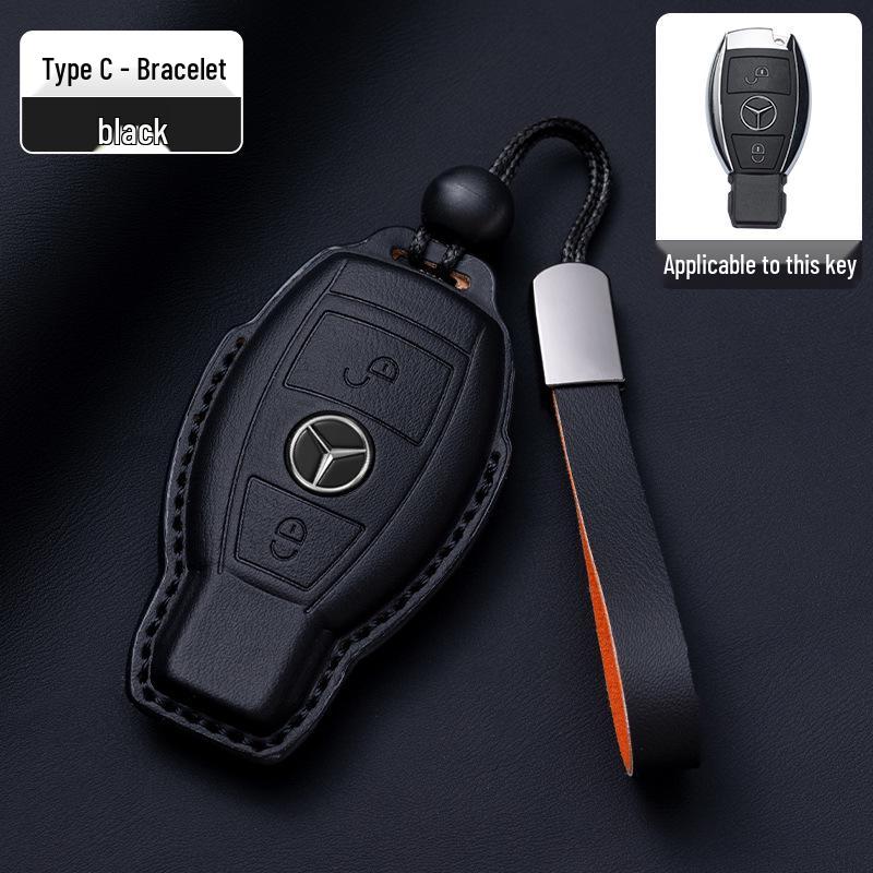 Mercedes-Benz Original Color Nappa Leather Key Case for GLE, GLAC200L, C260L, E300L, E-Class, S-Class, and C-Class.