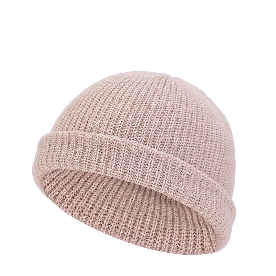Retro Dome Melon Cap: Warm Knitted Solid Color Beanie Wool Hat