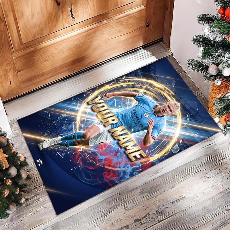 Erling Haaland Printed Crystal Velvet Rug Non‑Slip Crystal Velvet Carpet For Sofa Bedroom Indoor Home Decoration