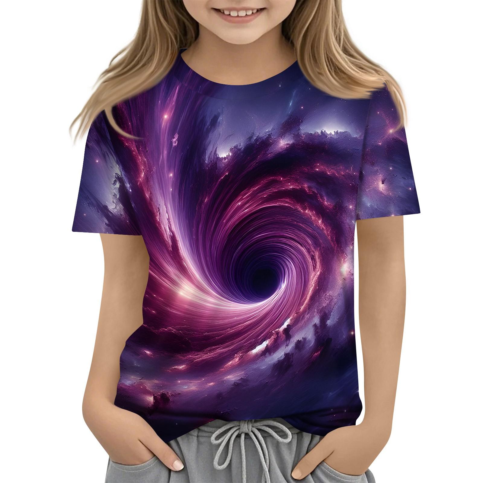 

Футболка для малышей, девочек и мальчиков, симпатичные футболки с принтом звездного неба, детские рубашки 1-15 лет 140 жёлтый