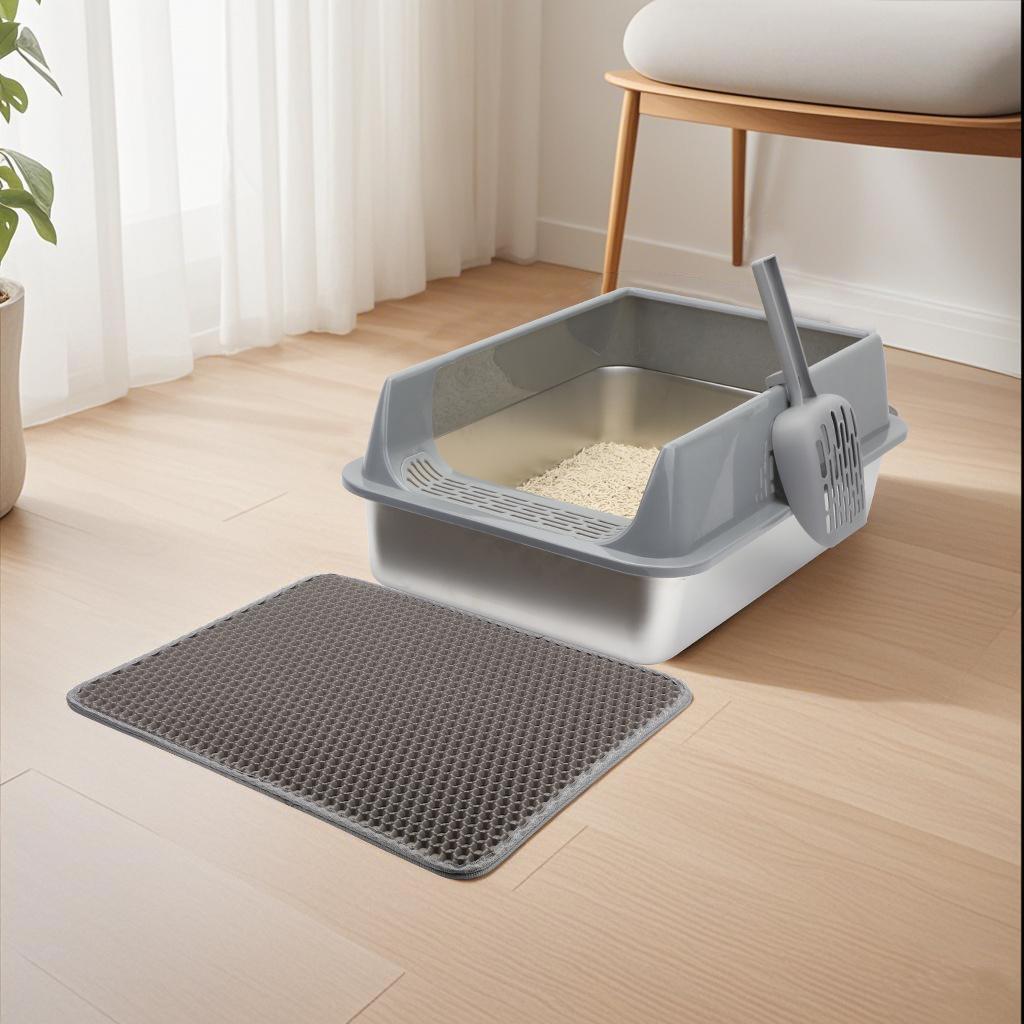 Extra Large Stainless Steel Anti-Splash Cat Litter Box: Easy-Clean, Semi-Enclosed, Deep Design
