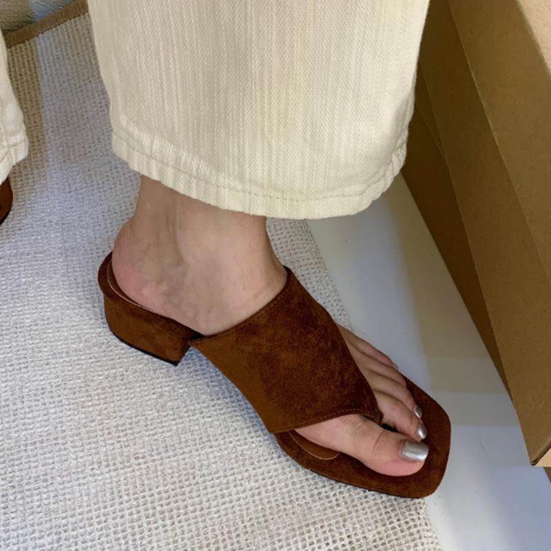 Bailamos Summer New Brand Women Slipper Fashion Med Square Heel Outdoor Slides Shoes Ladies Casual Vaction Flip Flops Sandals Mu