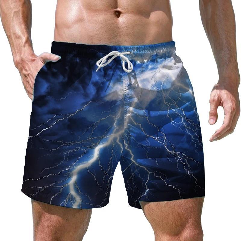 Summer Men's Lightning 3D Printed Beach Shorts