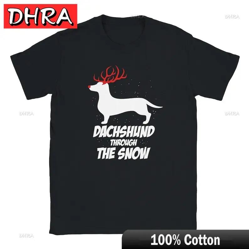 Unisexs Dancing Dachshund Through The Snow Dog Funny Christmas Joke T Shirt Tee Top Tshirt Tops Shirt Casual Trendy Chill Stylish S