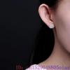 Green Natural Real Jade Rose Earrings Ear Studs Vintage Gemstone Jewelry Talismans Energy Amulet Luxury Gifts for Women Girl