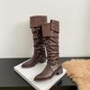 Spitze Gürtelschnalle Ritterstiefel Europäisch und Amerikanisch zwei Tragemöglichkeiten Lange Stiefel Western Cowboy Stiefel Stapelstiefel Damen