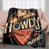 1PC Custom Name Cowboy Style Illustration Outdooor Flannel Blankets Throw Blanket All-Season Throw Gift Bedspread for Couch, Bed, Camping Holiday Birt