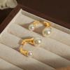 European & American Retro Pearl Earrings: Luxurious French Style with Smooth Metal Finish for Women
